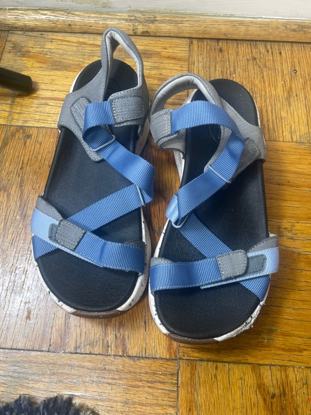Taos Super Z Blue Gray Multi Slingback Hook & Loop Strappy Sandals Womens 8